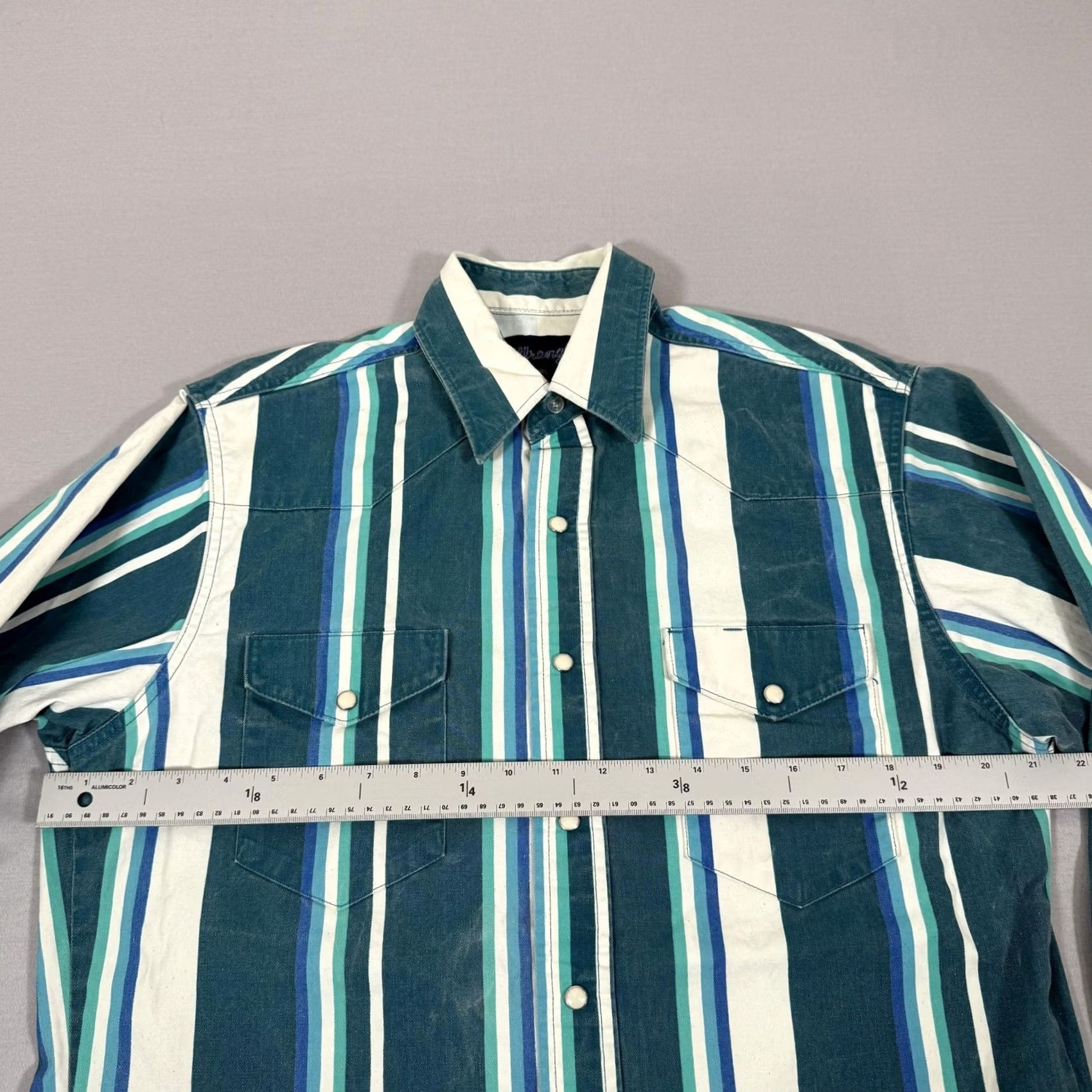 Wrangler VINTAGE Wrangler Shirt Men Medium Brushpopper Stripe Western Pearl Snap 90s Work Size US M / EU 48-50 / 2 - 6 Thumbnail