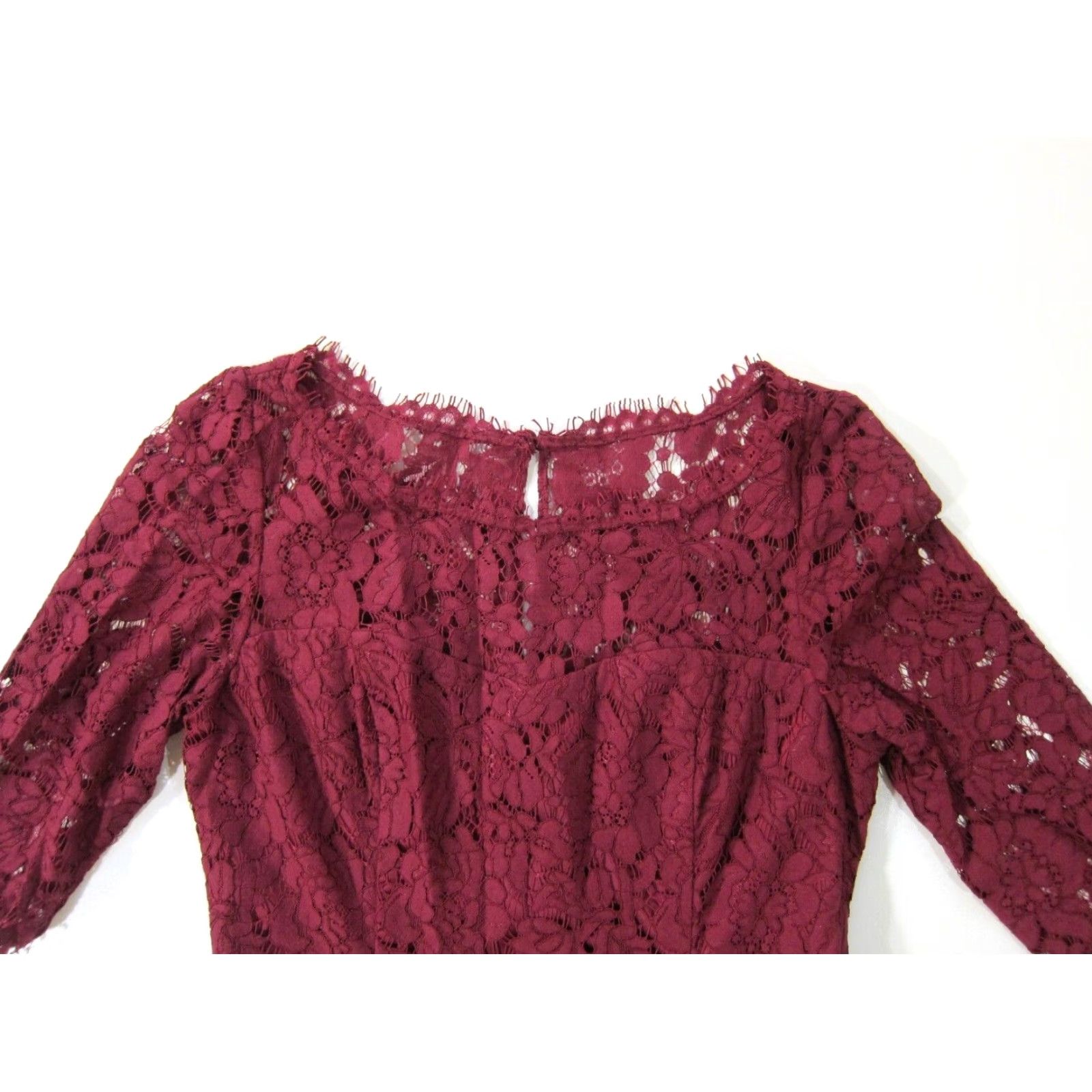 Vintage VINTAGE Eliza J Maroon Embroidered Lace 3/4 Sleeve A-Line Tent Cocktail Dress 6 Size M / US 6-8 / IT 42-44 - 7 Thumbnail