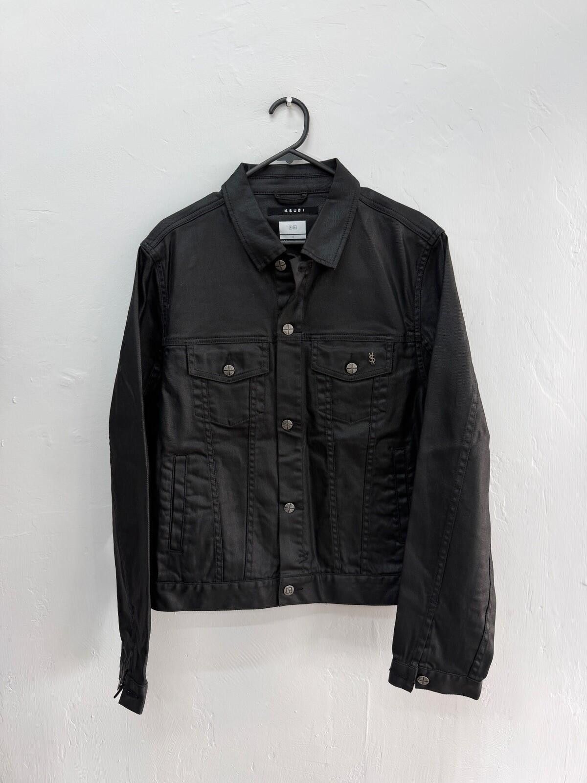 new ksubi mens denim classic jacket black waxed medium m