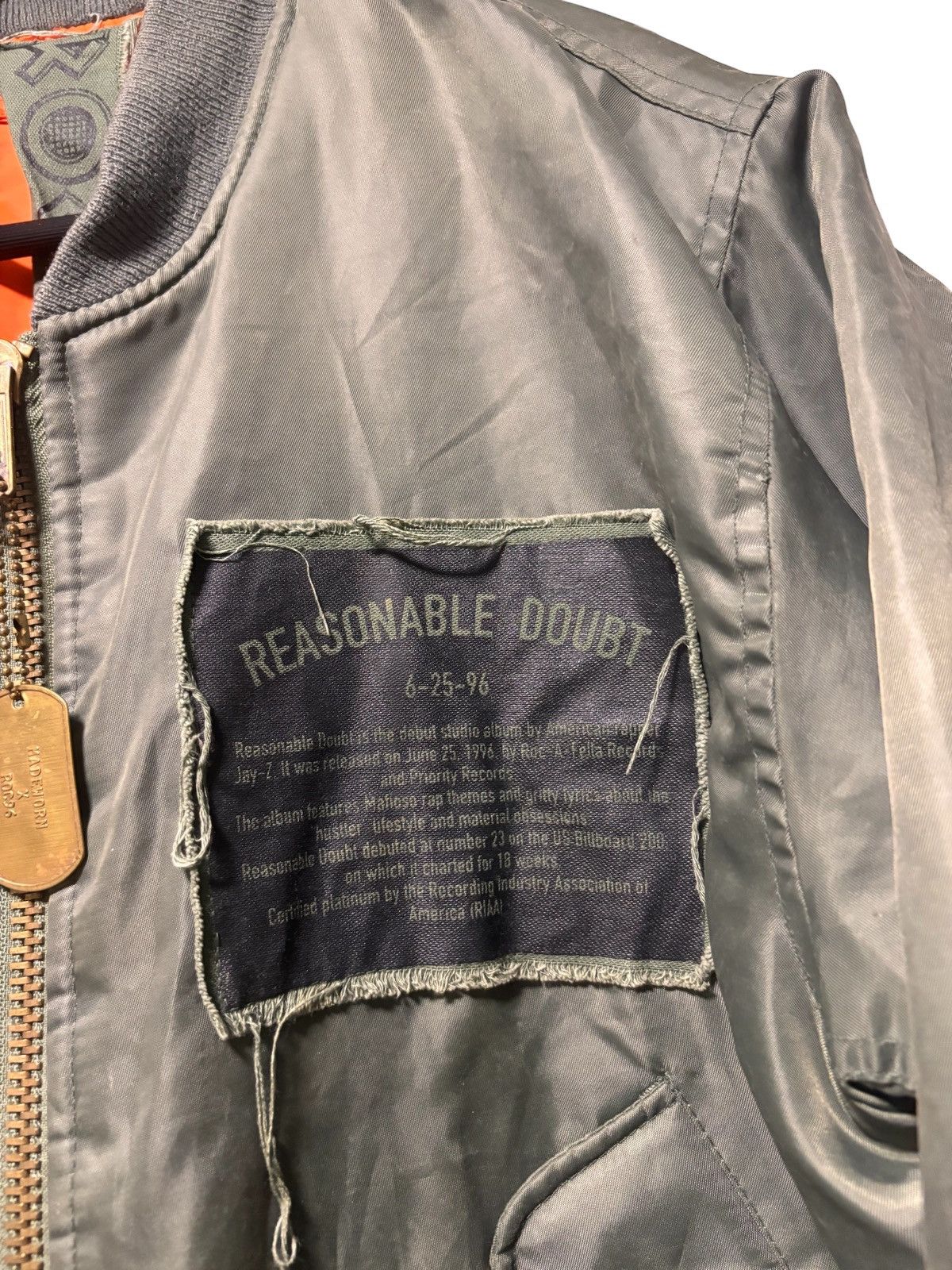 MadeWorn MadeWorn × Roc 96 Reasonable Doubt Military Bomber Jacket Size US S / EU 44-46 / 1 - 2 Thumbnail