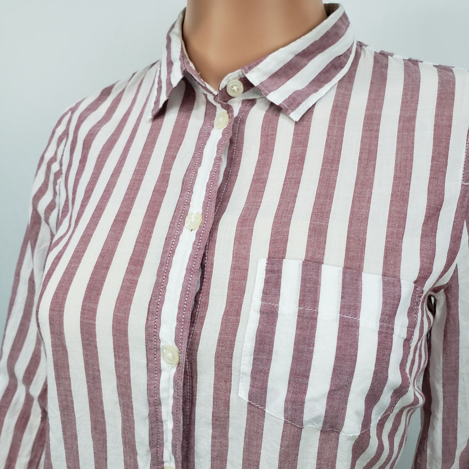 J.Crew J. Crew Mercantile Shirt Button Front Stripe Long Sleeves XS Size XS / US 0-2 / IT 36-38 - 5 Thumbnail