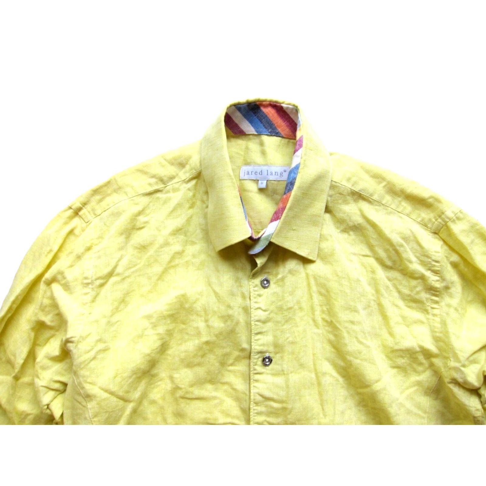 Jared Lang Jared Lang Linen Cotton Yellow Silver Button Down Long Sleeve Shirt Men Medium Size US M / EU 48-50 / 2 - 3 Thumbnail