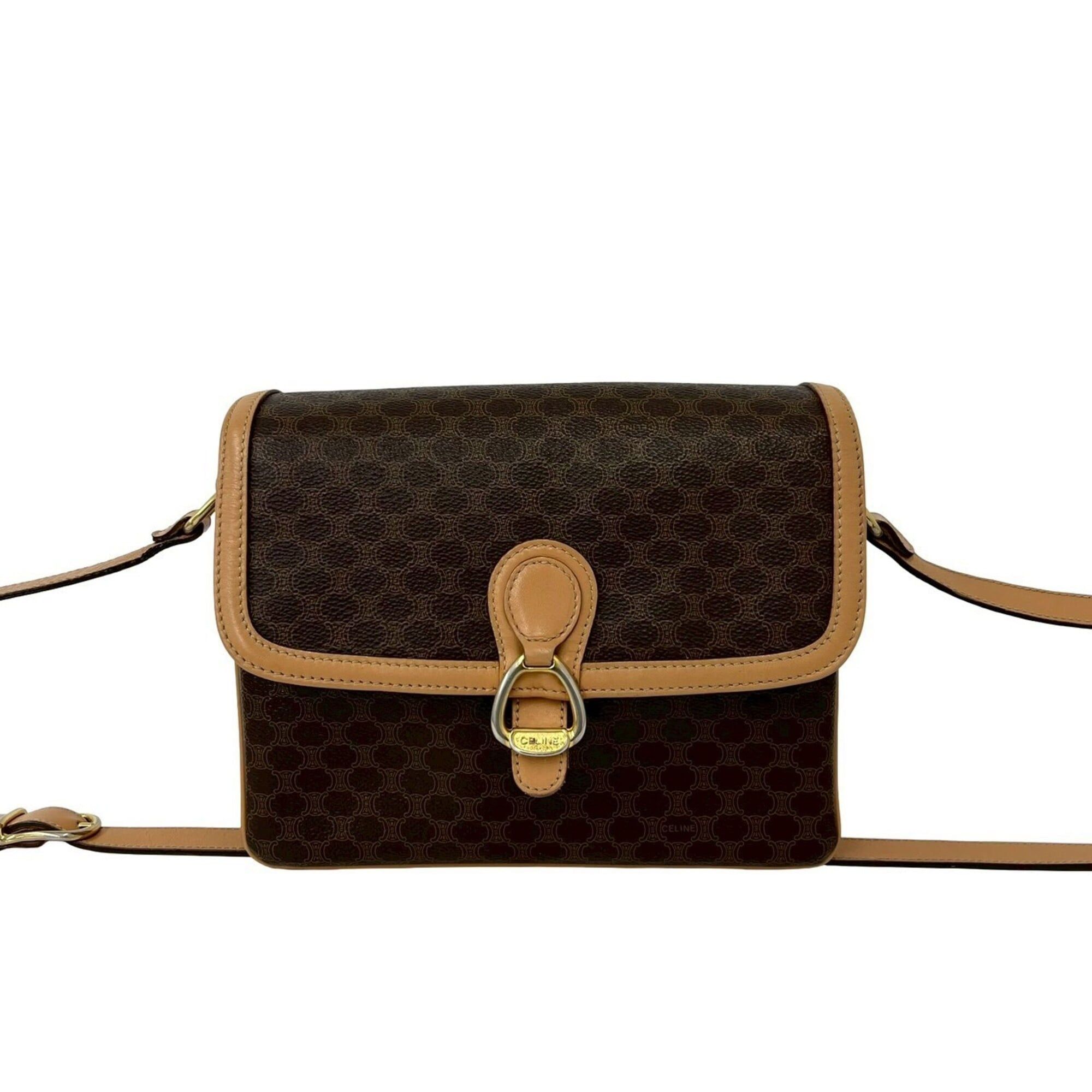Celine CELINE Vintage Macadam Blazon Triomphe Logo Pattern Leather Shoulder Bag, Brown, 36300 Size ONE SIZE - 1 Thumbnail