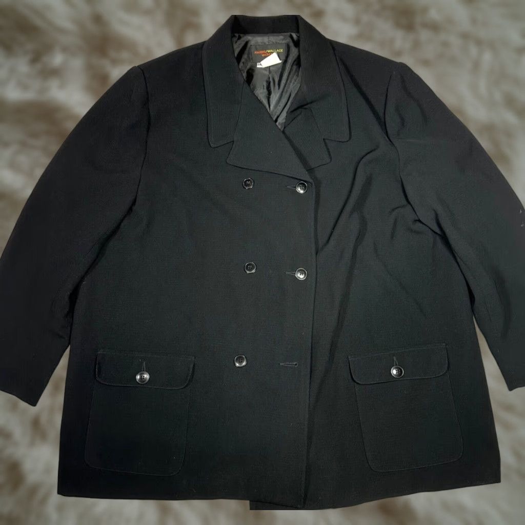 Vintage Harris Wallace Womens Jacket Plus 24W Black Button Front Lined Pockets + Size 24W Black Size 4XL / US 24-26 - 1 Thumbnail