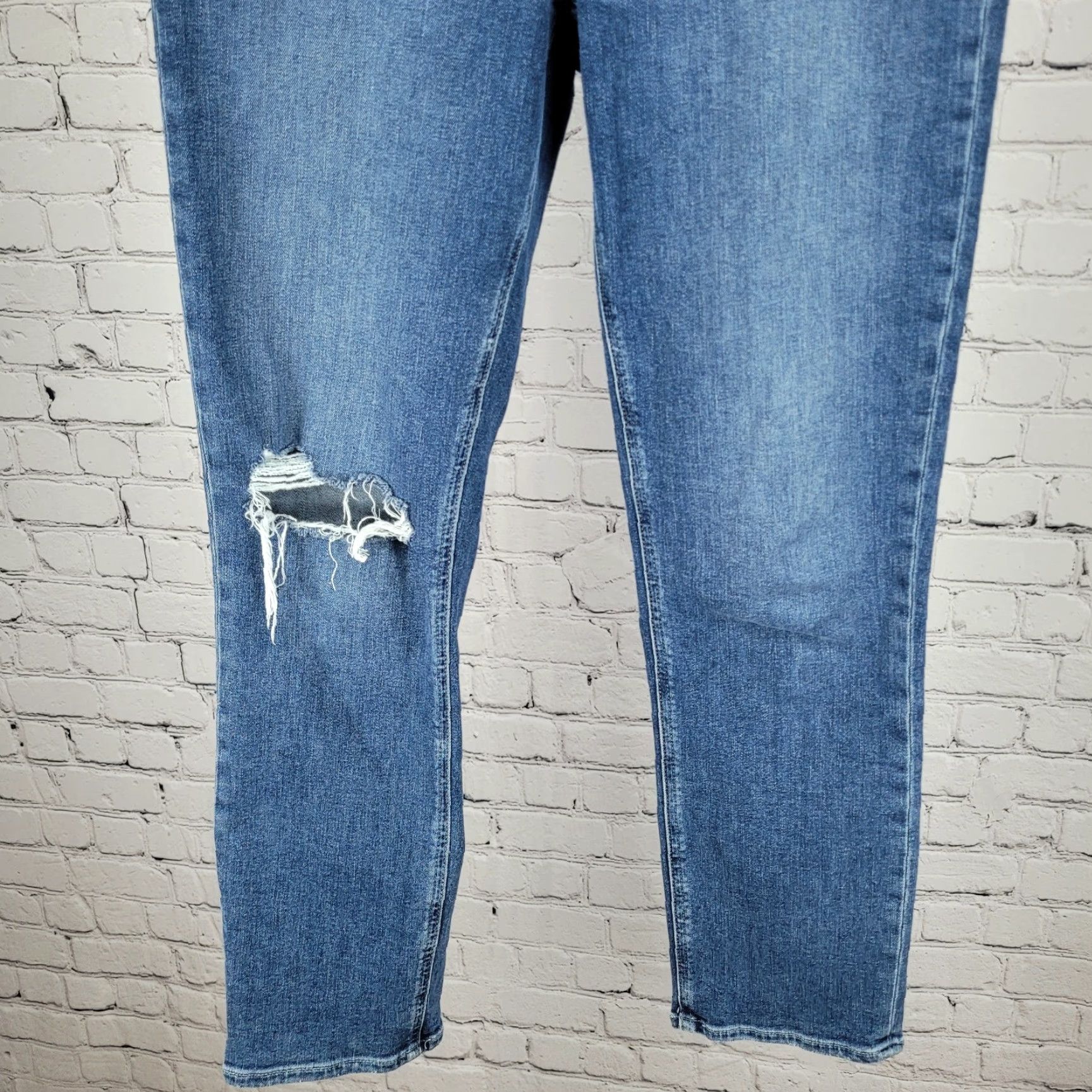 Paige Paige Brigitte Jeans Denim Blue Distressed Mid Rise Straight Ankle 27 (29x28) Size 27" / US 4 / IT 40 - 6 Thumbnail