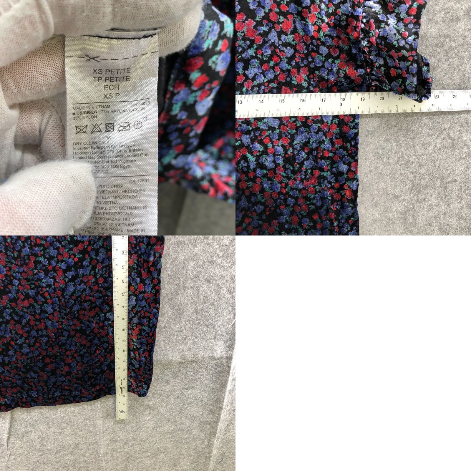 Gap GAP Floral Velvet Shift Dress XSP Multicolor Ruffle Short Sleeve Womens Size XS / US 0-2 / IT 36-38 - 8 Thumbnail