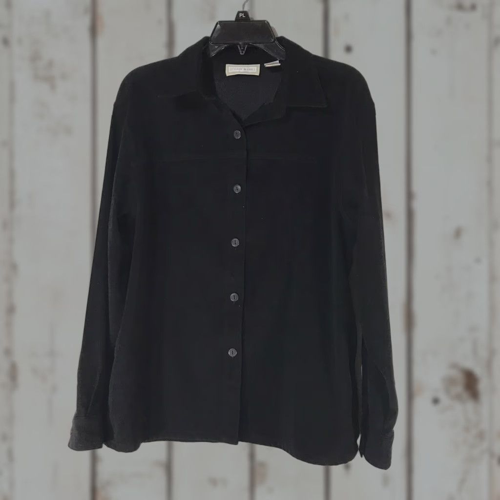 Vintage VINTAGE Studio Works Black Velvet Button-Up Shirt Womens Size M Casual Dressy Winter Size M / US 6-8 / IT 42-44 - 1 Thumbnail