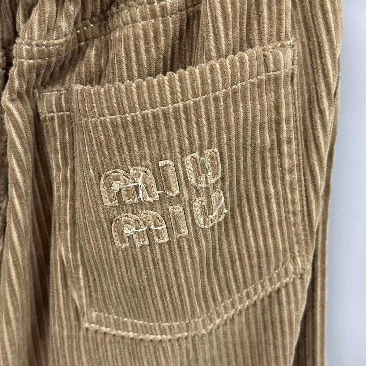 Miu Miu MIUMIU Milk Tea Corduroy Wide-Leg Trousers 40 Size 27" / US 4 / IT 40 - 4 Thumbnail