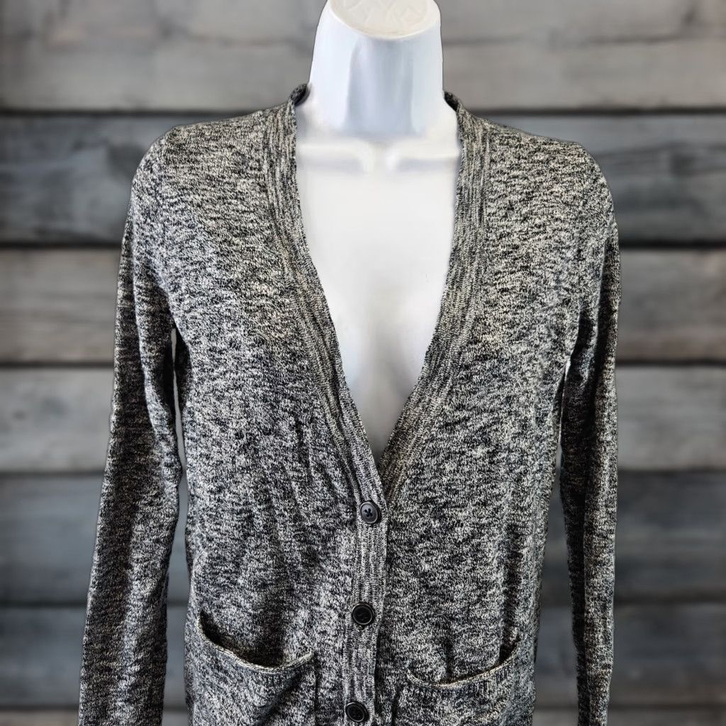 Madewell VINTAGE Madewell Womens Cardigan Button Front XS Gray Black Cotton Long Sleeve Size XS / US 0-2 / IT 36-38 - 1 Thumbnail