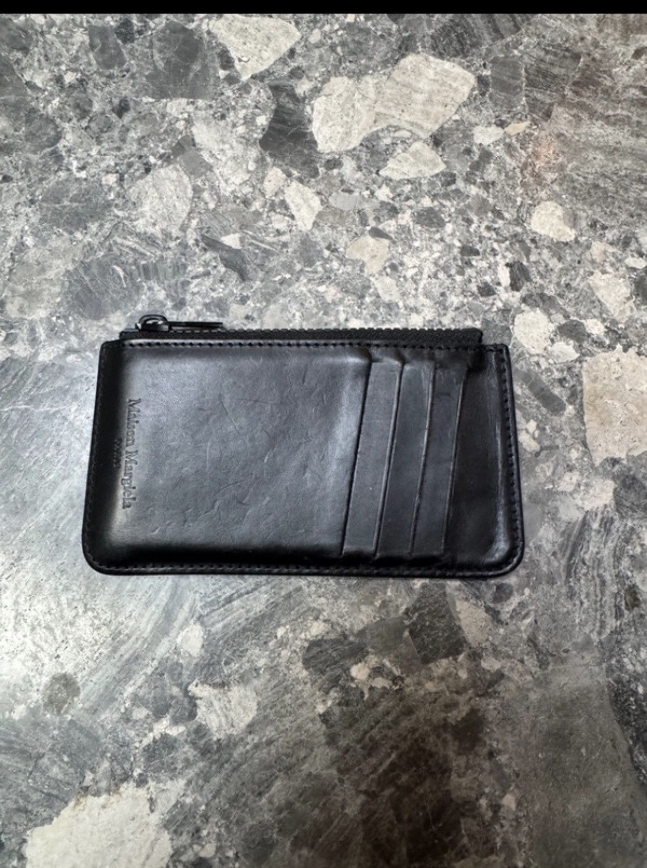 Maison Margiela Black Four Stitch Zip Wallet Card Holder Size ONE SIZE - 3 Thumbnail