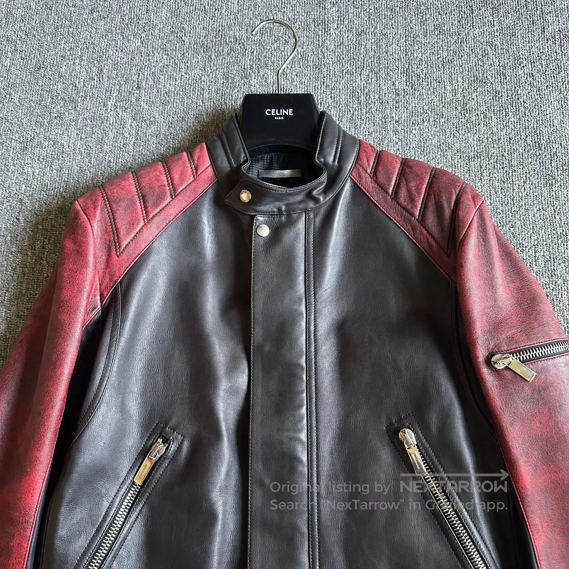 Dior dior homme black red leather motorcycle jacket. Size US M / EU 48-50 / 2 - 2 Thumbnail
