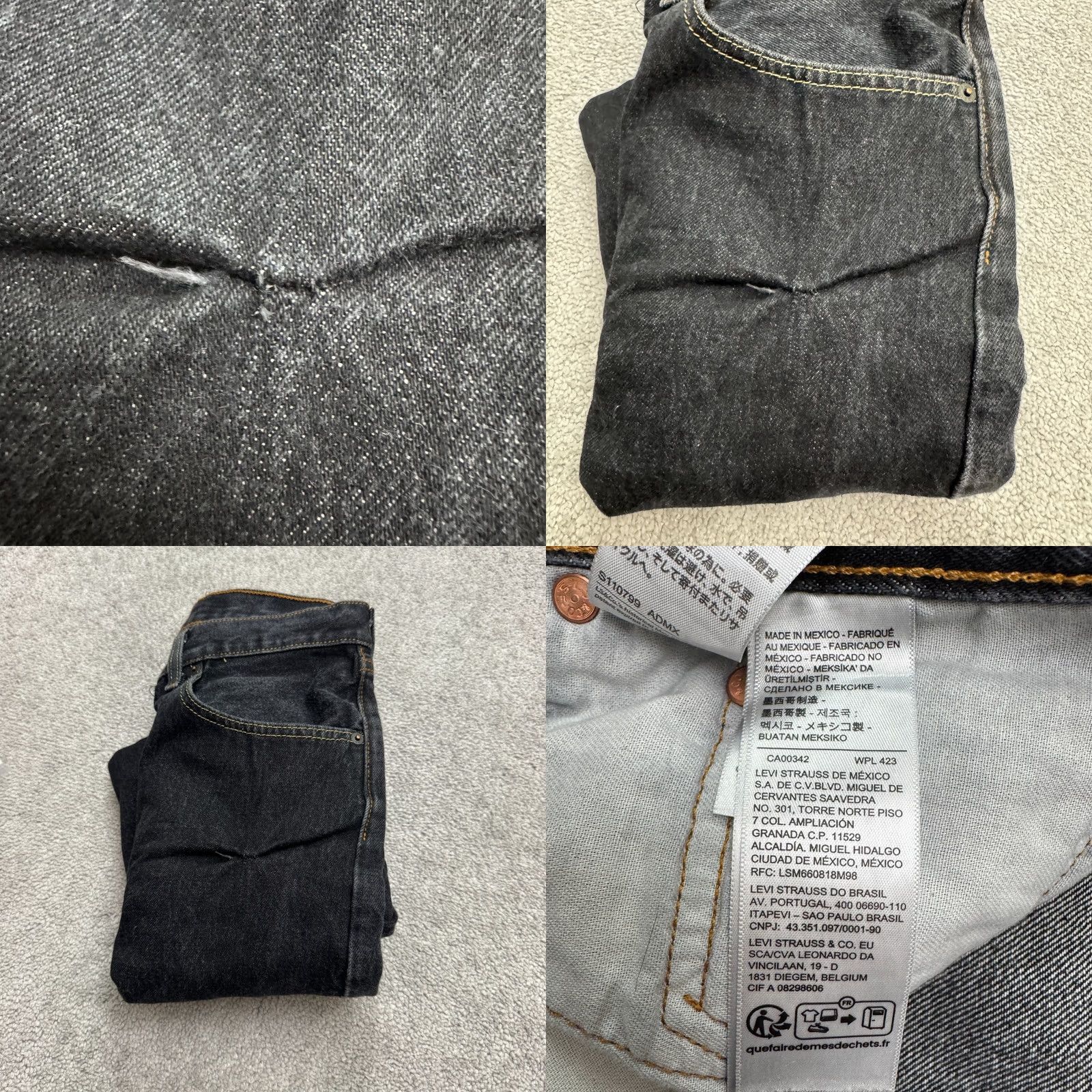 Levi's Levi's 501 Original Fit Straight Leg Button Fly Denim Jeans Men 48x34 Tall Black Size US 32 / EU 48 - 8 Thumbnail