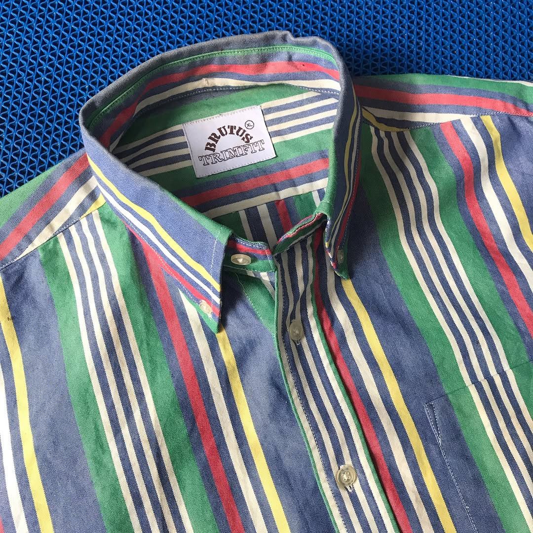 Brutus × Other UK Vintage Brutus Trimfit London the Candy Stripe Oxford Colar Size US XL / EU 56 / 4 - 14 Thumbnail