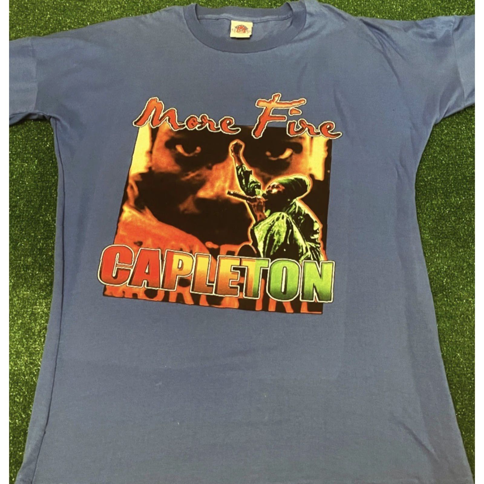 Vintage VINTAGE 90s More Fire Capelton Reggae VTG Rap Tee Shirt Mens Size XXL Bob Marley Blue Capelton Hip Hop Rasta Music 90s Mens Size US XXL / EU 58 / 5 - 4 Thumbnail