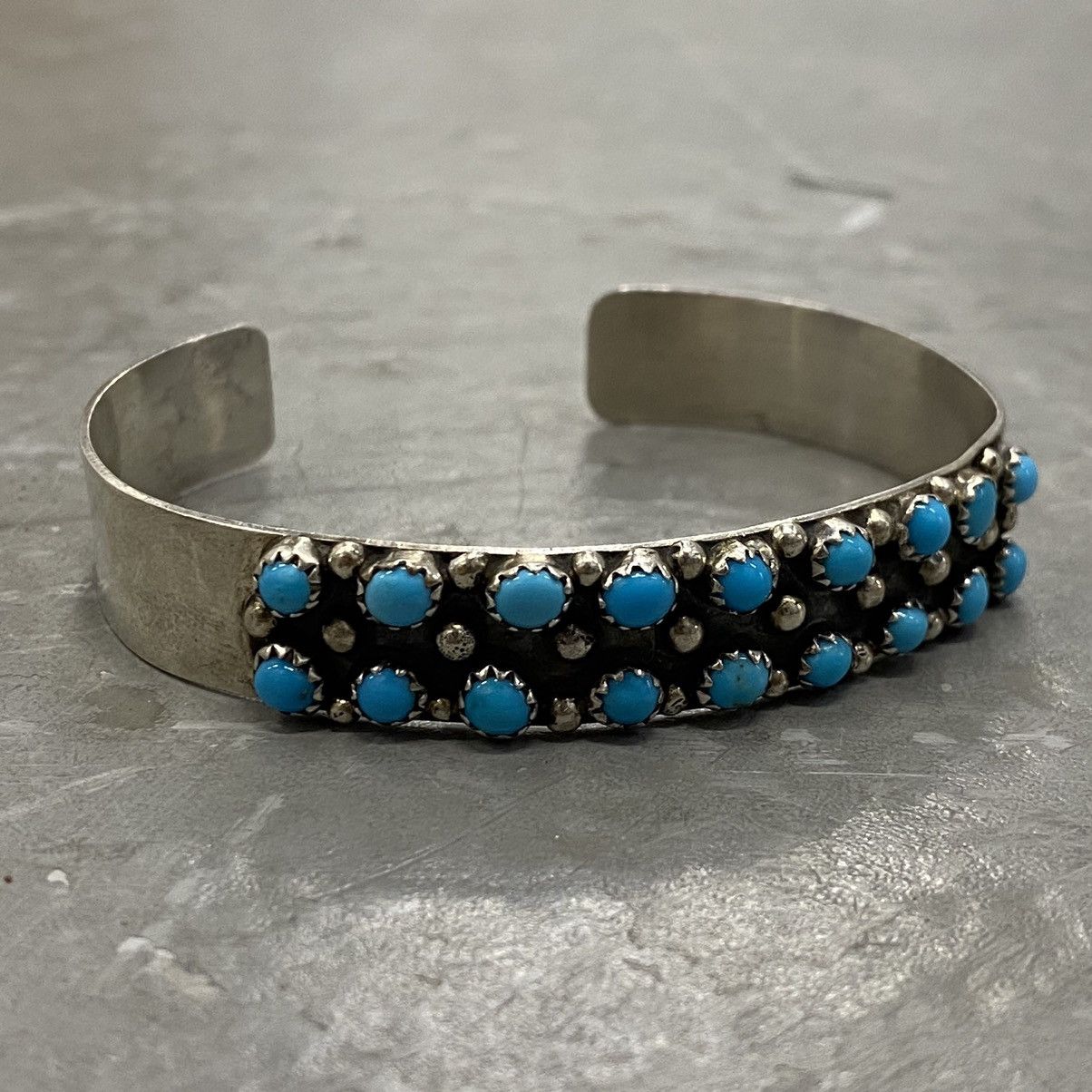 Kapital × Vintage Vtg 70s Navajo Zuni Sterling Turquoise Petit Point Cuff 925 Size ONE SIZE - 2 Thumbnail