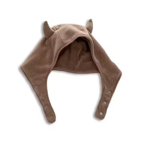 Other Devil Horns Fuzzy Ears Fleece Hat Beige Color Size ONE SIZE - 1 Thumbnail