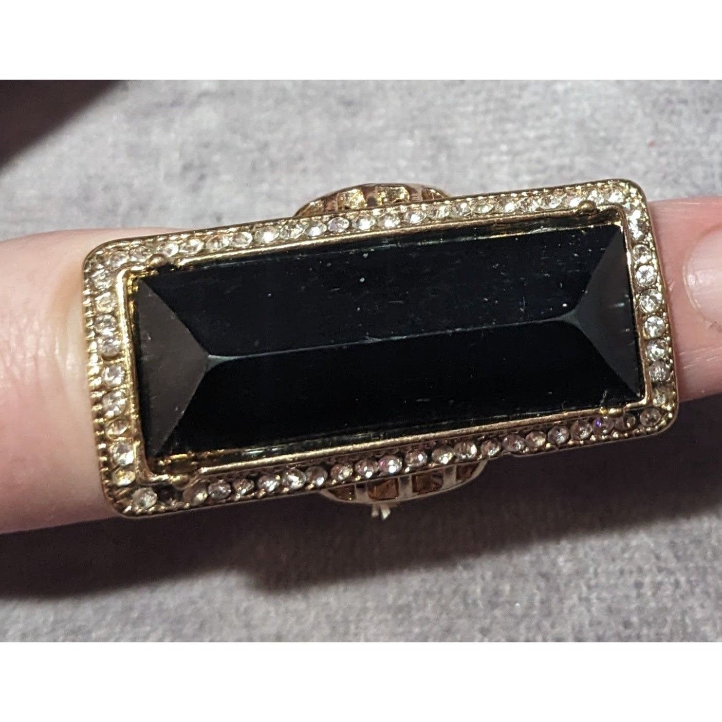 Other Art Deco Style Glam Black And Gold Stretch Statement Ring Si Size ONE SIZE - 13 Thumbnail