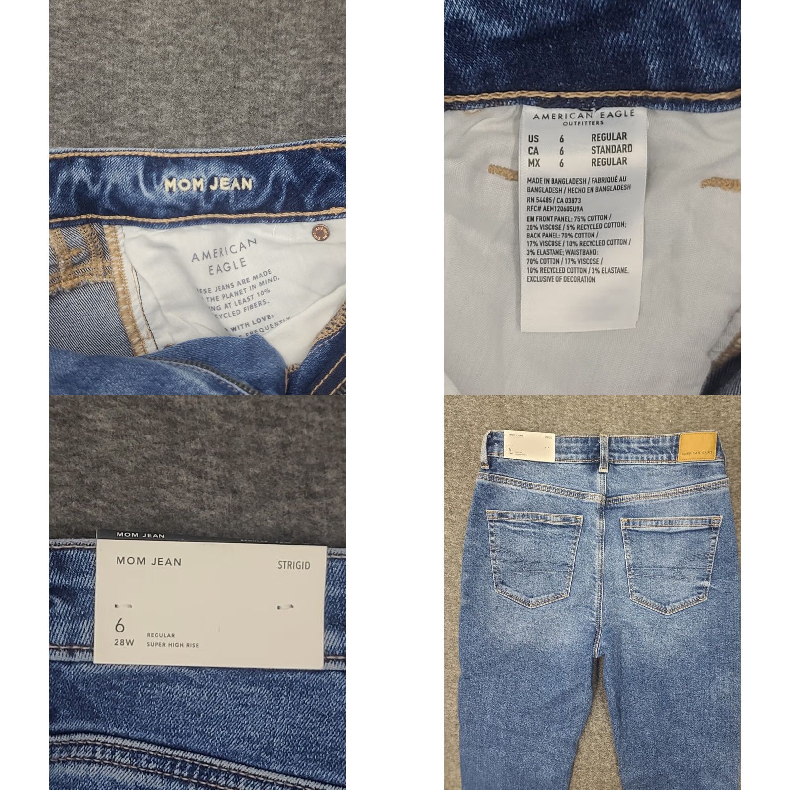 American Eagle Outfitters VINTAGE American Eagle Strigid Mom Jeans 6 28W High Rise Destructed NWT Bright Star Blue Women Jeans Weekend Retro 90s Boys Girls Mens Womens Size 28" / US 6 / IT 42 - 9 Thumbnail