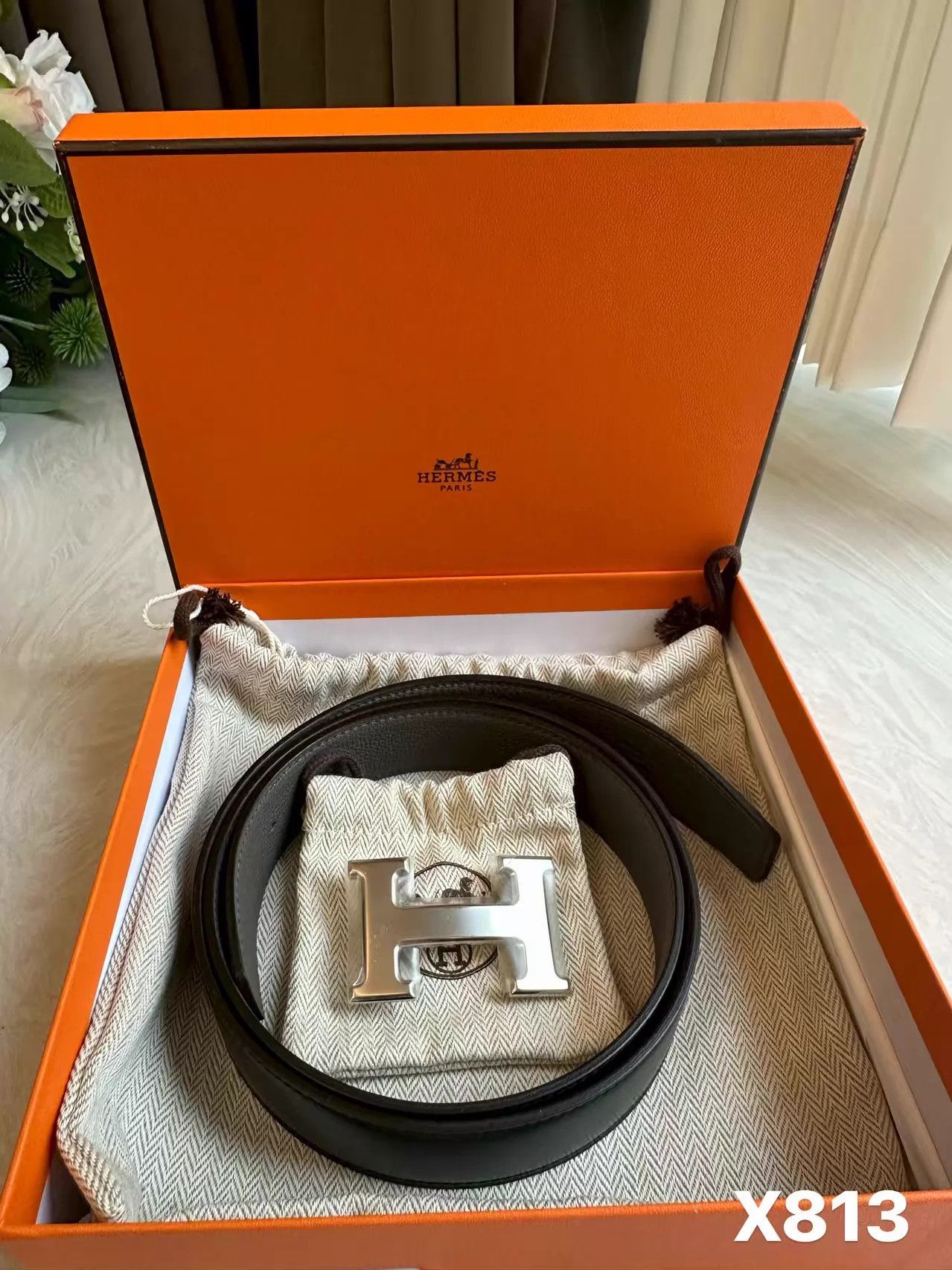Hermes Hermès 3.2cm B Stamp 90cm Belt X813 New Size ONE SIZE - 7 Thumbnail