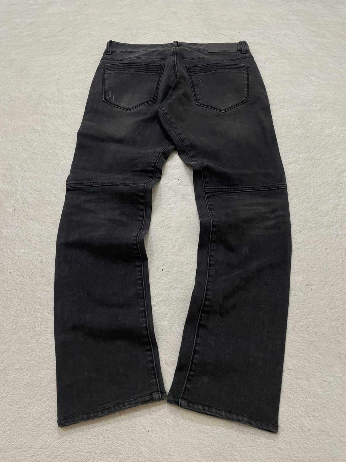 Japanese Brand 00s Kapital Black Moto Cargo Jeans Slim Straight Biker Denim Size US 30 / EU 46 - 9 Thumbnail