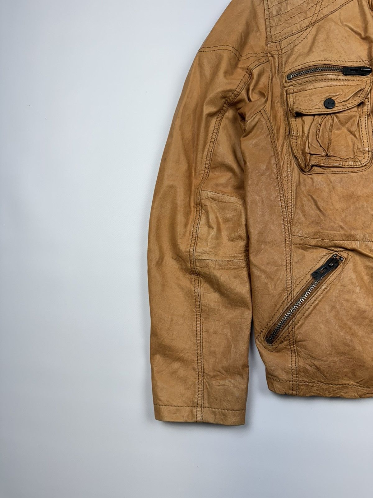 Vintage Vintage Y2k Distressed Leather Biker Jacket Size US L / EU 52-54 / 3 - 5 Thumbnail