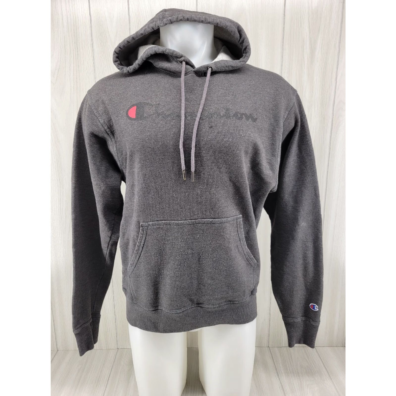 Champion Champion Mens Hoodie Pullover Gray M Sweatshirt Logo - 22.5 Armpit to Armpit 27.5 Arm 27.5 Down Back - Reversible Details Size US M / EU 48-50 / 2 - 2 Thumbnail