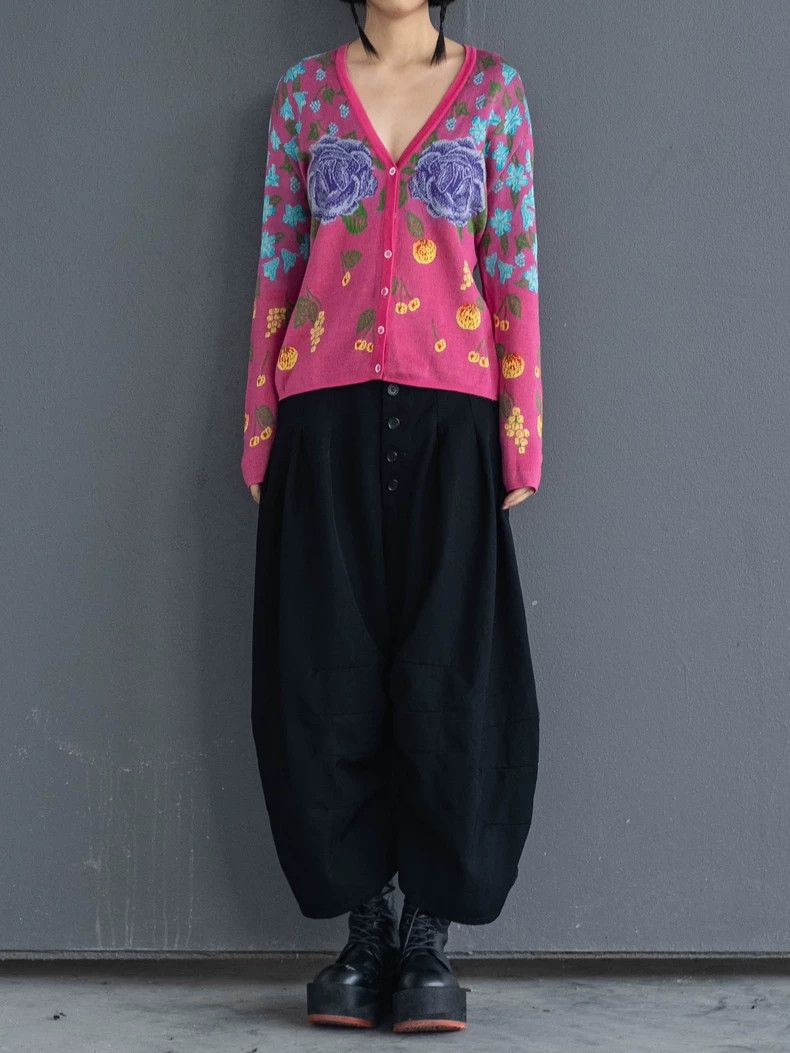 KENZO Vintage pink floral knit cardigan