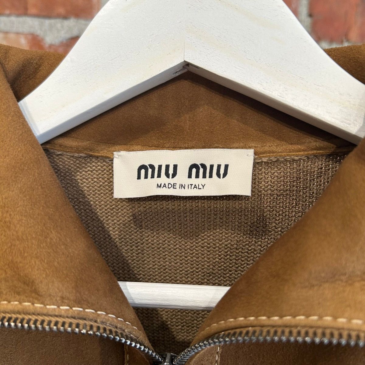 Miu Miu MIU MIU FW25 HIGH NECK SUEDE PANEL JACKET ‘BROWN’ Size US M / EU 48-50 / 2 - 3 Thumbnail