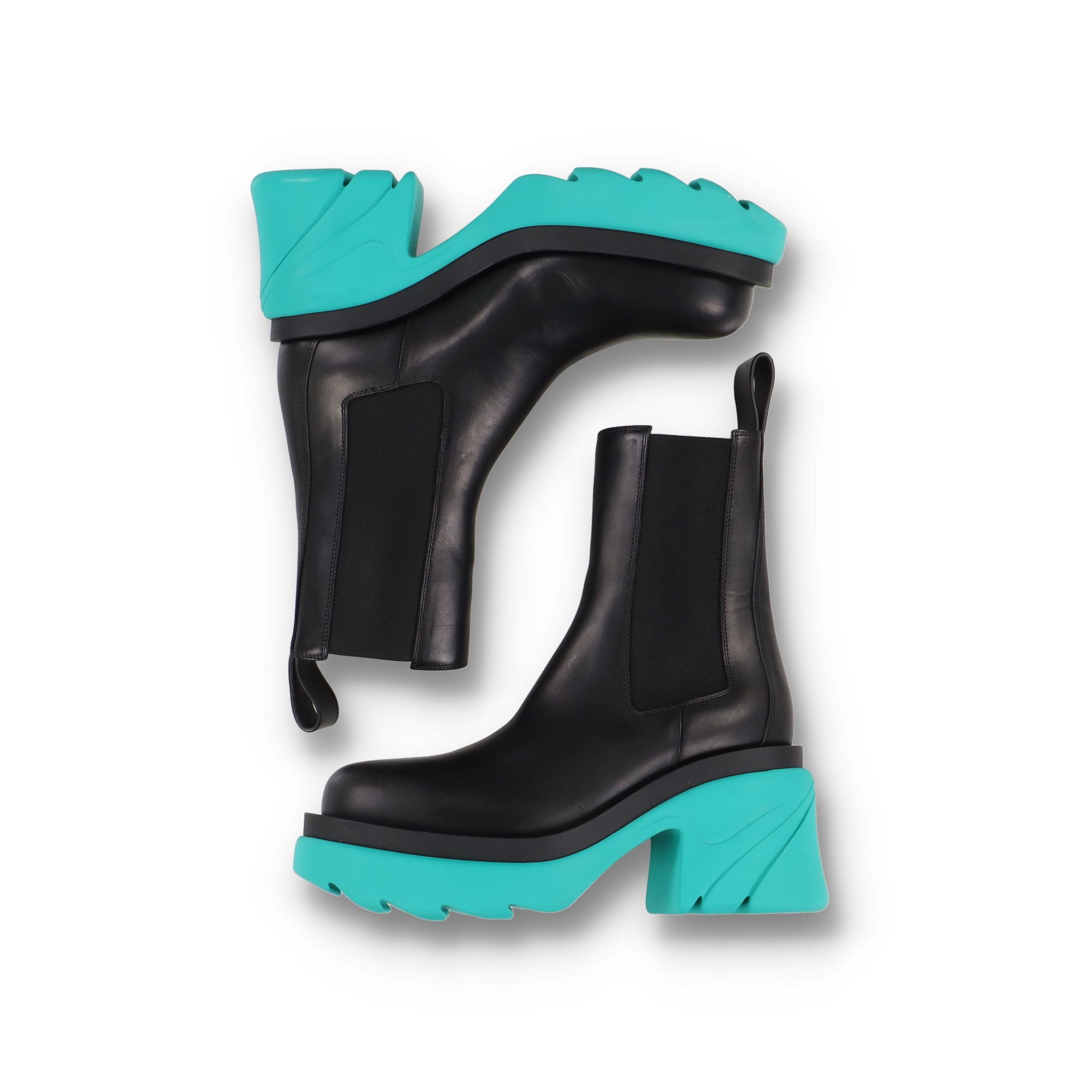 Bottega Veneta Flash Black Blue Leather Ankle Boots Size US 9.5 / IT 39.5 - 5 Thumbnail