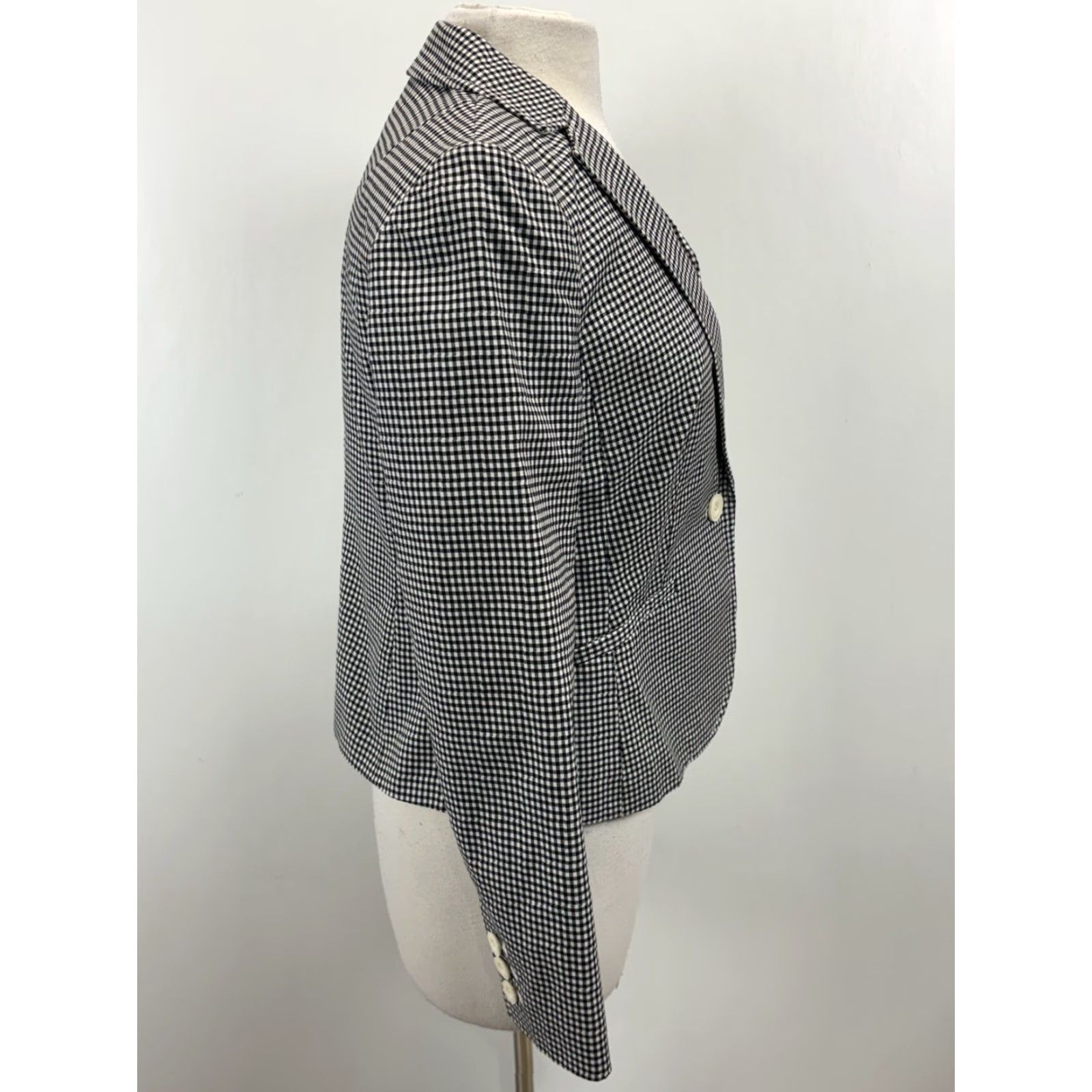 Talbots Talbots Blazer Shirt Women’s 4 Black White Gingham Cotton Lined One-Button Long Sleeve Vintage? (No N/A) Size S / US 4 / IT 40 - 4 Thumbnail