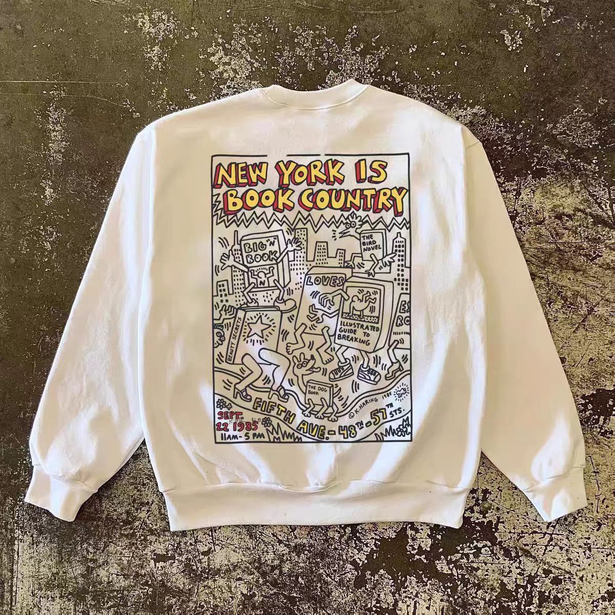 Vintage White retro star print sweatshirt Size US M / EU 48-50 / 2 - 1 Thumbnail