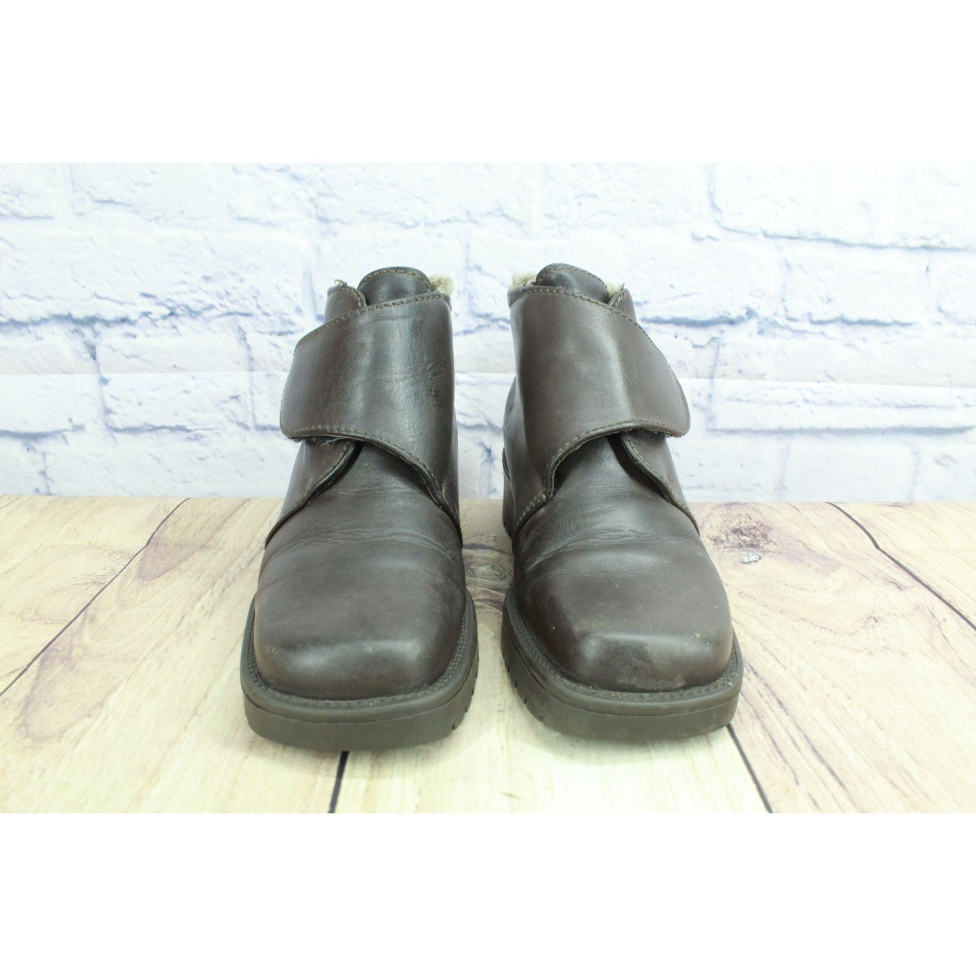 L.L. Bean × Leather LL Bean Leather Hook & Loop Shearling Lined Winter Boots Size US 6 / IT 36 - 5 Thumbnail