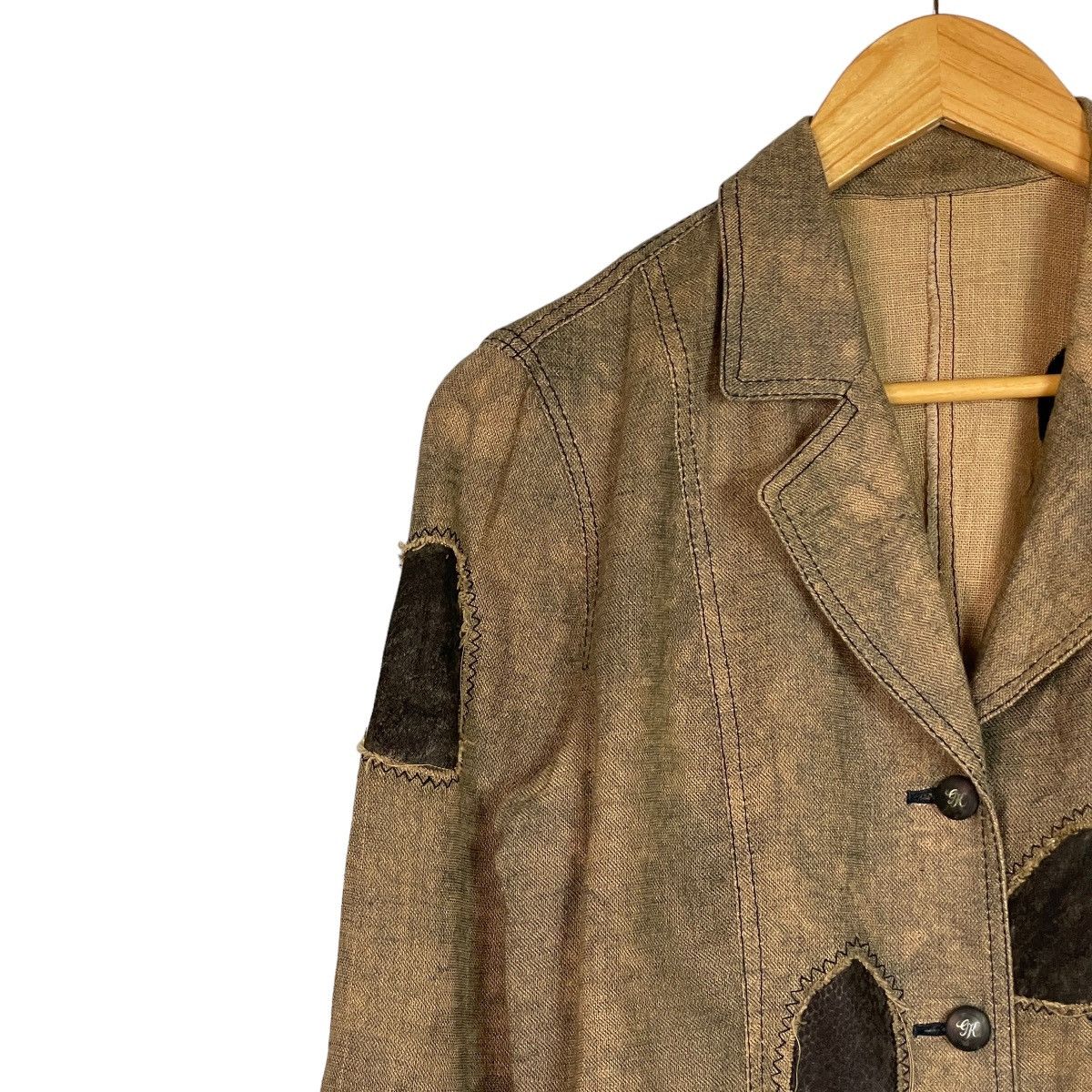 Designer × Japanese Brand Japanese Bondage Patchwork Blazer Size L / US 10 / IT 46 - 3 Thumbnail