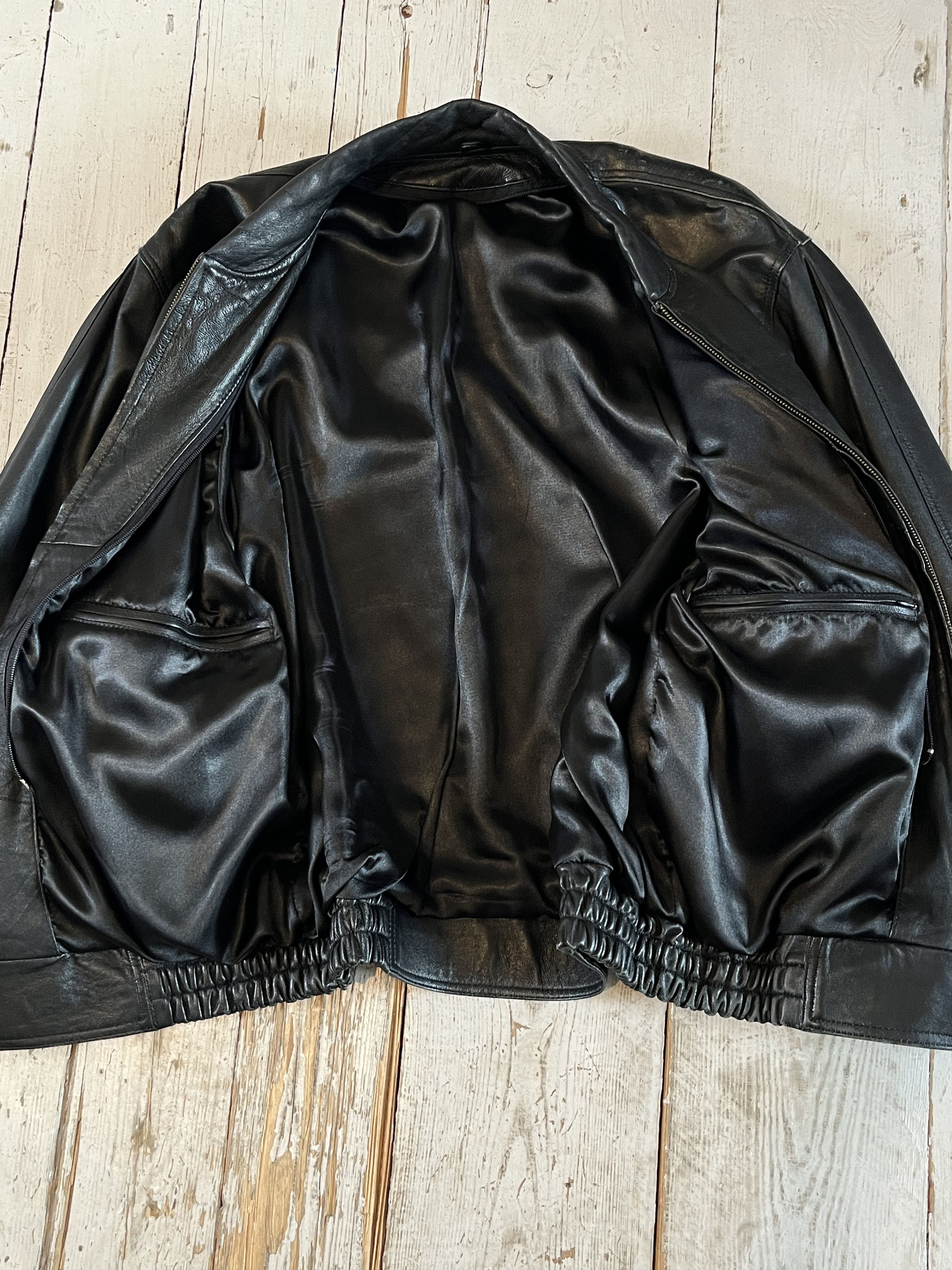 Vintage 90s Real Leather Opium Oversized Jacket Size US XL / EU 56 / 4 - 8 Thumbnail
