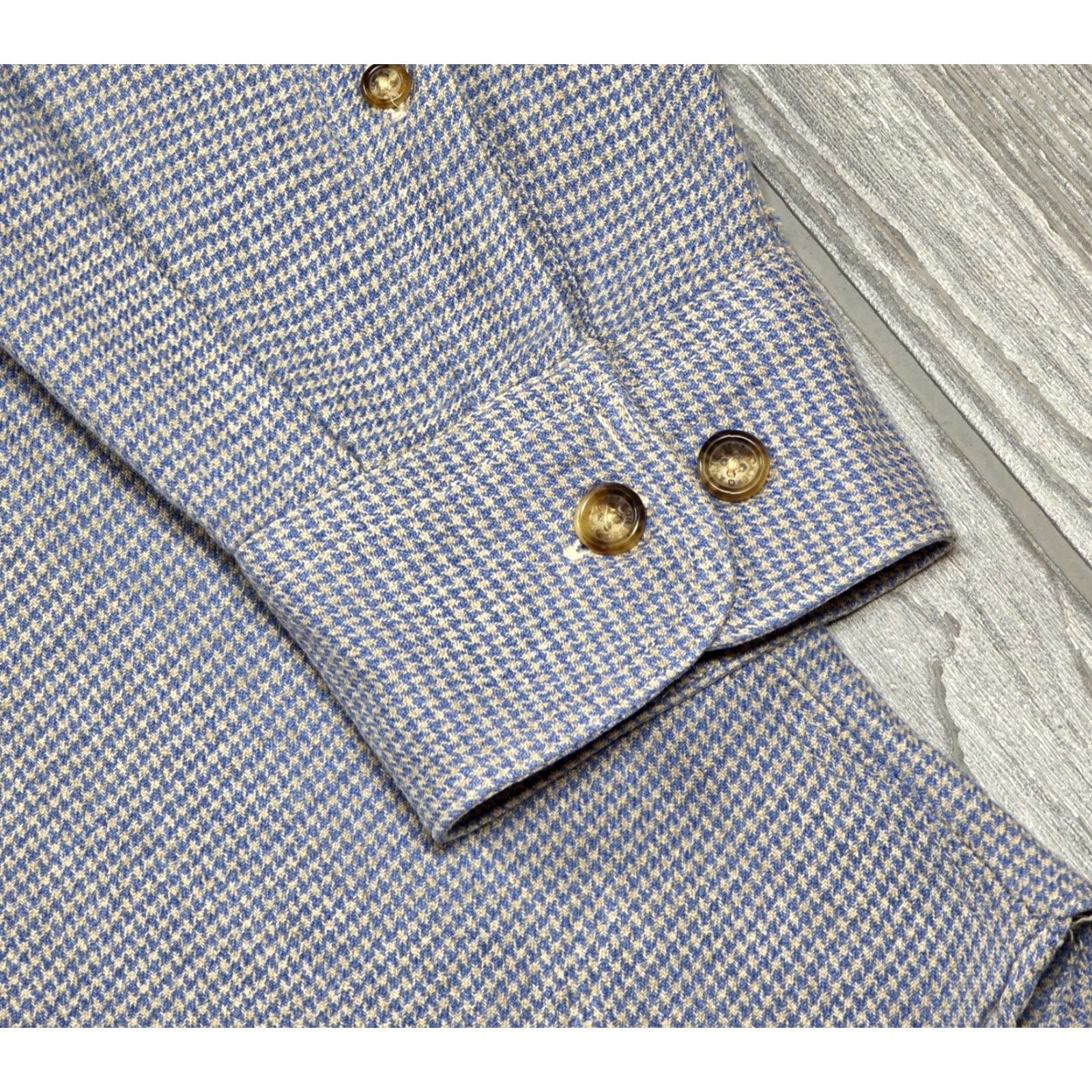 Orvis VINTAGE Orvis Button-Up Shirt Mens L Blue Beige Houndstooth Flannel Long Sleeve Plaid Button-Front Casual Workwear Size US L / EU 52-54 / 3 - 6 Thumbnail