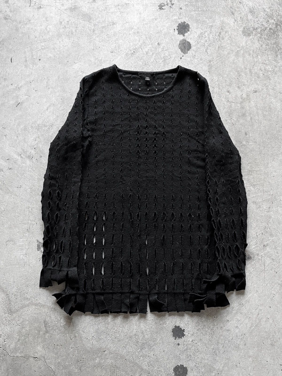 Helmut Lang AW2002 Black Cashmere Laser-Cut Knitwear