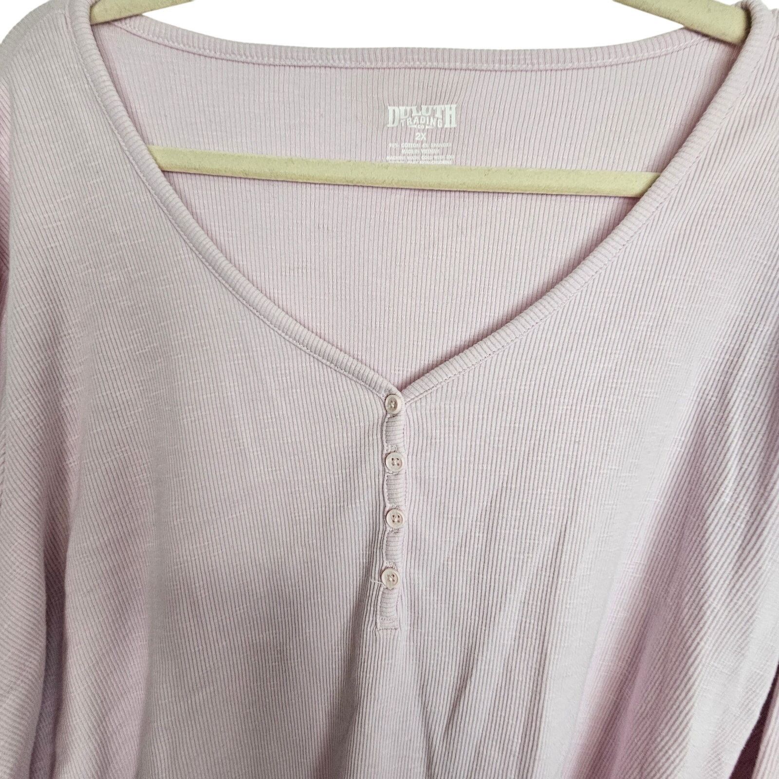 Duluth Trading Company Duluth Trading Co Womens Ribbed Henley Plus Size 2X Stretch Size XL / US 12-14 / IT 48-50 - 2 Thumbnail