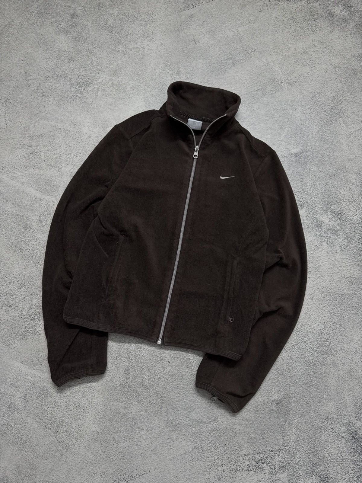 Nike Vintage Y2k Nike Fleece Zip Up Sweatshirt Brown Size M / US 6-8 / IT 42-44 - 4 Thumbnail