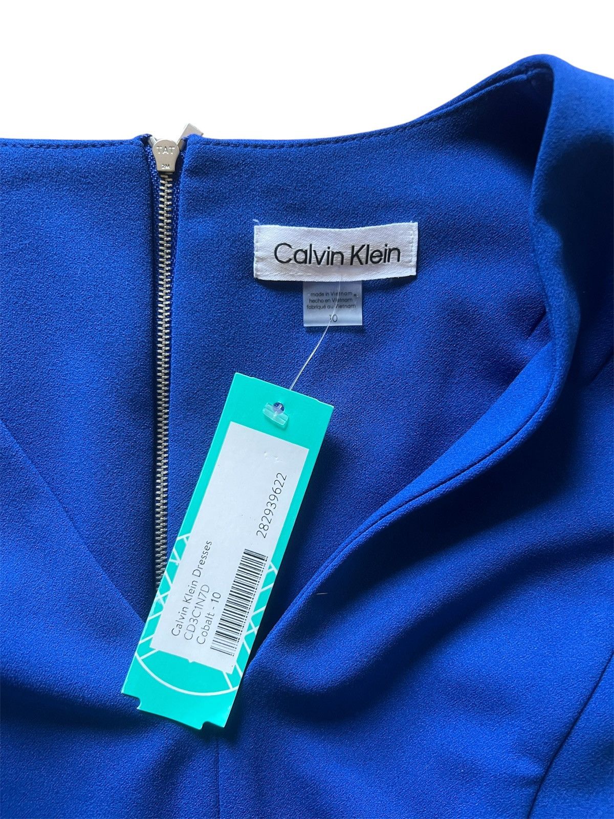 Calvin Klein Calvin Klein Blue Sheath Knee-Length Dress | 10 Size L / US 10 / IT 46 - 3 Thumbnail
