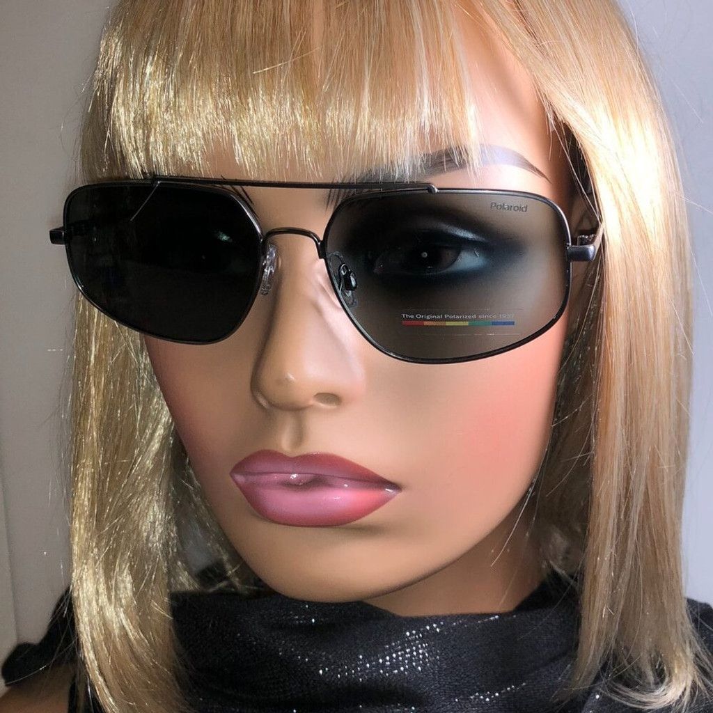 Polaroid Polaroid Black & Silver Polarized Aviator Sunglasses Size ONE SIZE - 1 Thumbnail