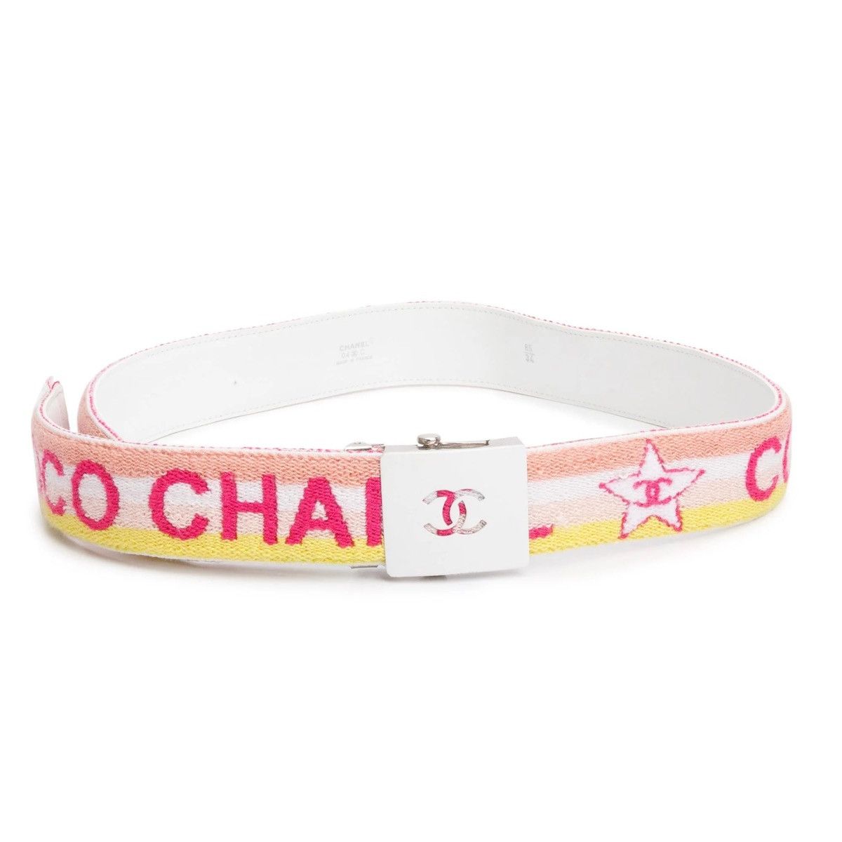 Chanel Chanel Muliticolor Coco Canvas Interlocking CC Logo Belt Size 34 - 1 Thumbnail