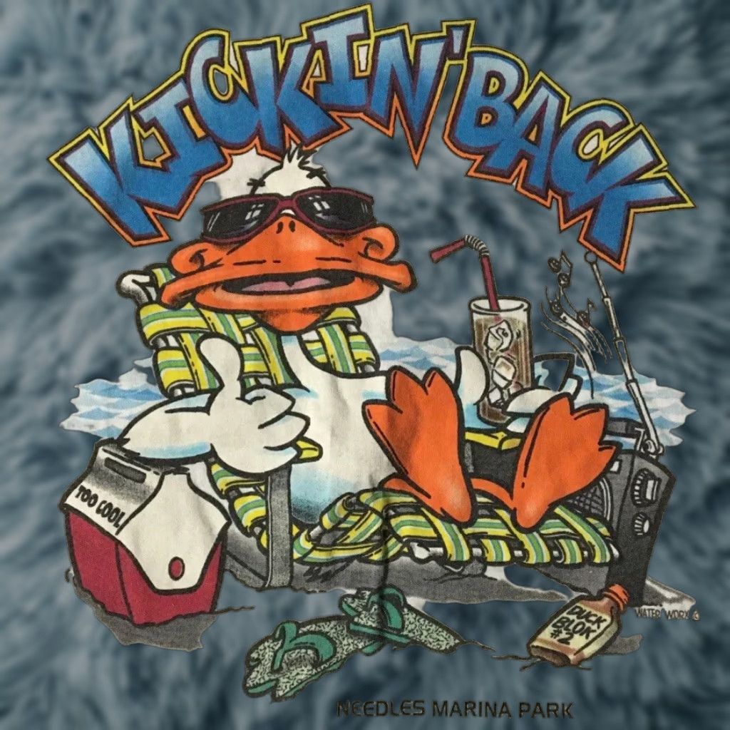 Vintage VINTAGE 90s Kickin Back Duck Faded Tank Top White L Surf Beach Funny Cartoon Size US L / EU 52-54 / 3 - 1 Thumbnail