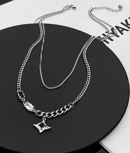 Other Zircon Star Double Layer Necklace Unisex Size ONE SIZE - 3 Thumbnail