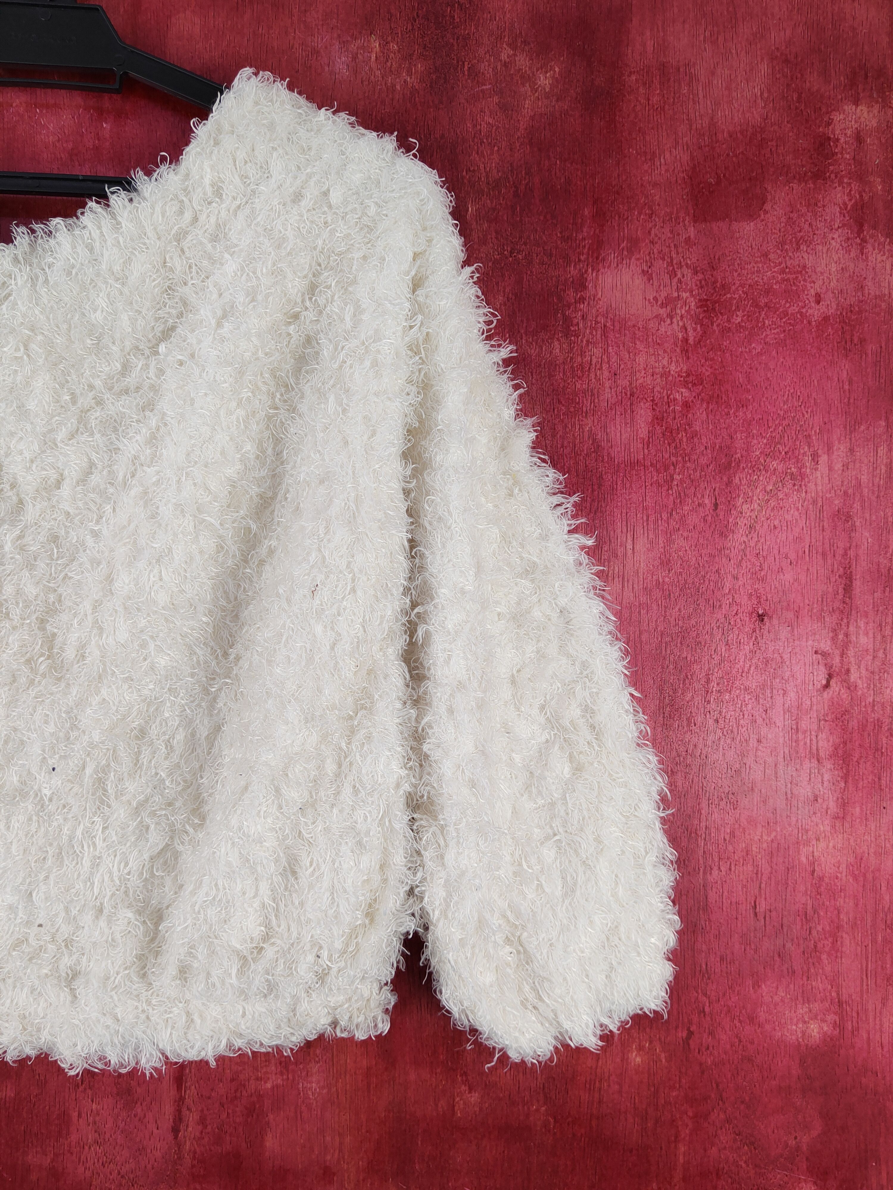 Aran Isles Knitwear × Japanese Brand × Vintage Vis Ivory Shag Shaggy Fur Mohair Knitwear #S2076 Size XS / US 0-2 / IT 36-38 - 9 Thumbnail
