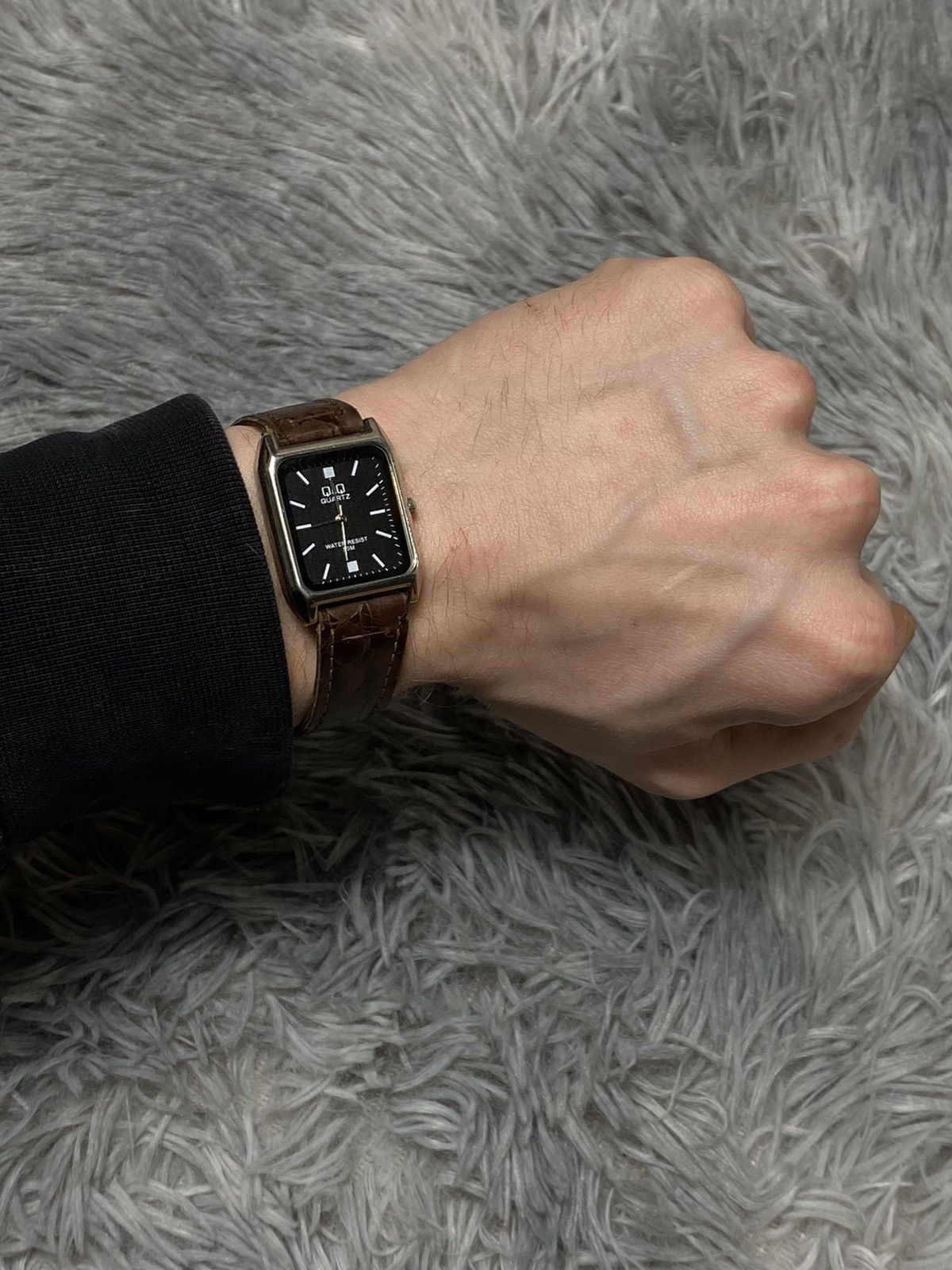 Classic Brown Leather Quartz Watch | in Black, Men's