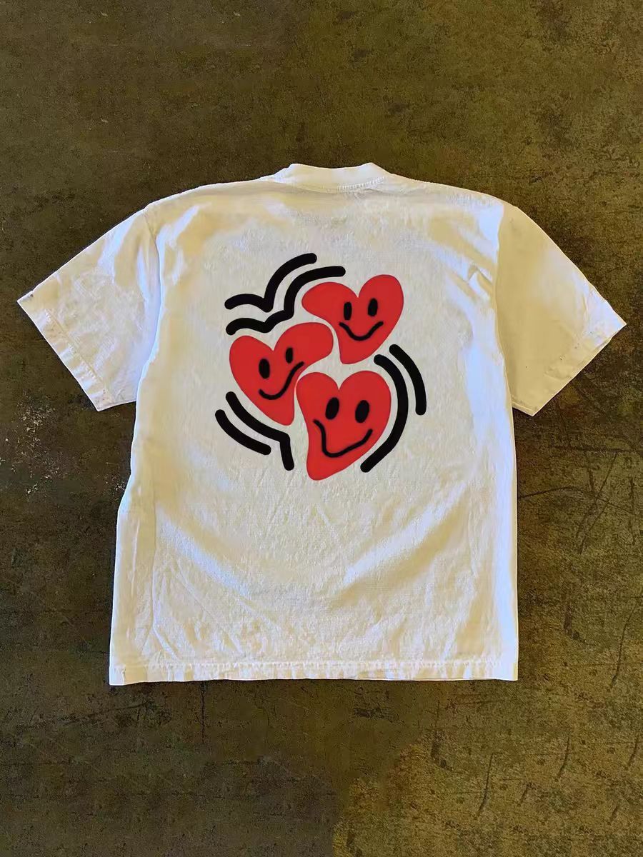 Japanese Brand × Vintage Heart print white vintage cotton tee Size US L / EU 52-54 / 3 - 1 Thumbnail