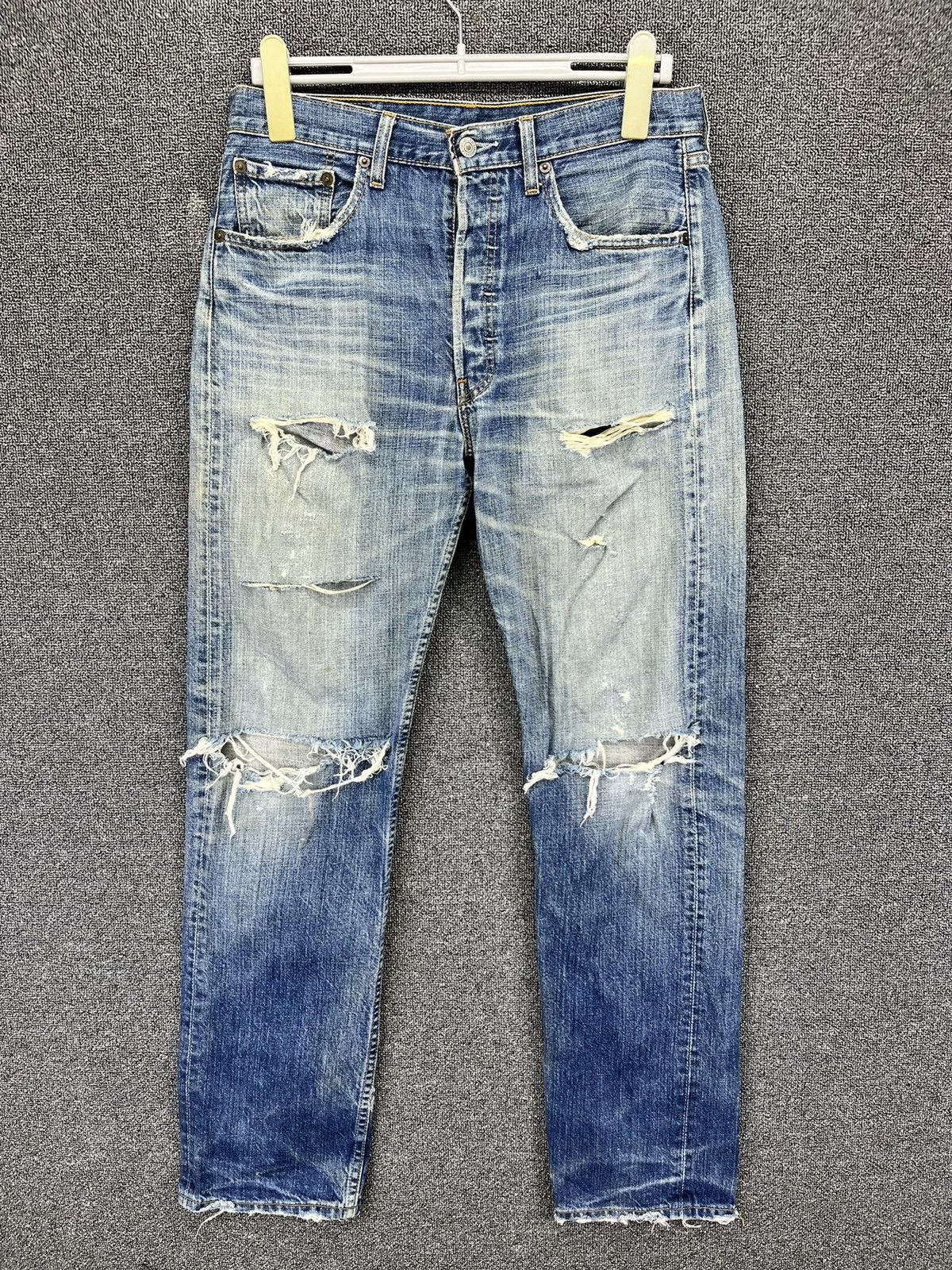 Levi's Vintage 90s Levis 501 Rare Trashed Jeans Denim Pants Size US 31 - 1 Thumbnail