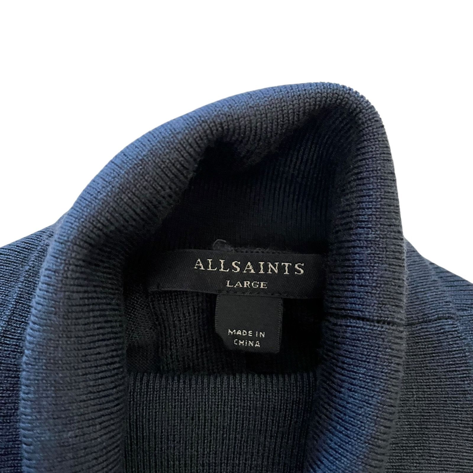 Allsaints Allsaints Navy Blue Wool Neo Turtleneck High-Low Sweater Size L / US 10 / IT 46 - 4 Thumbnail