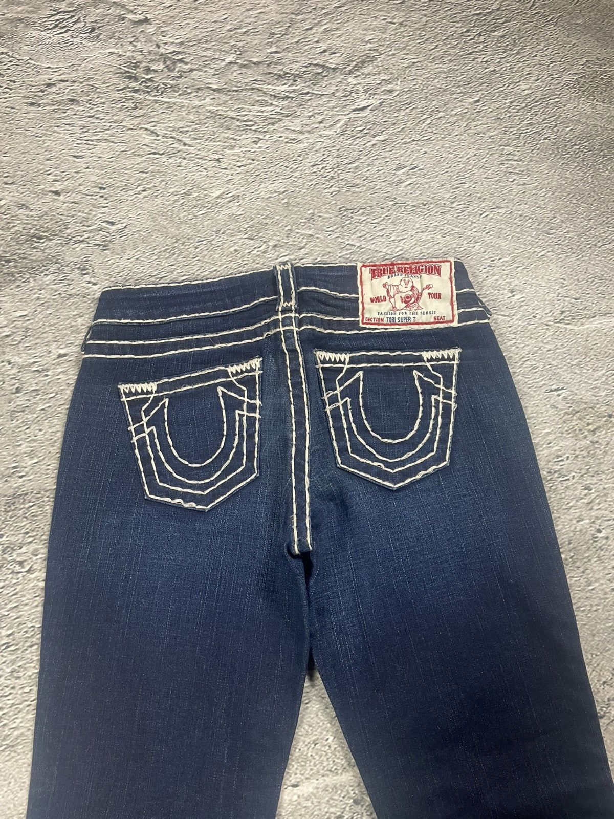 True Religion True Religion flared jeans blue white thick stitching Y2K Size 27" / US 4 / IT 40 - 3 Thumbnail
