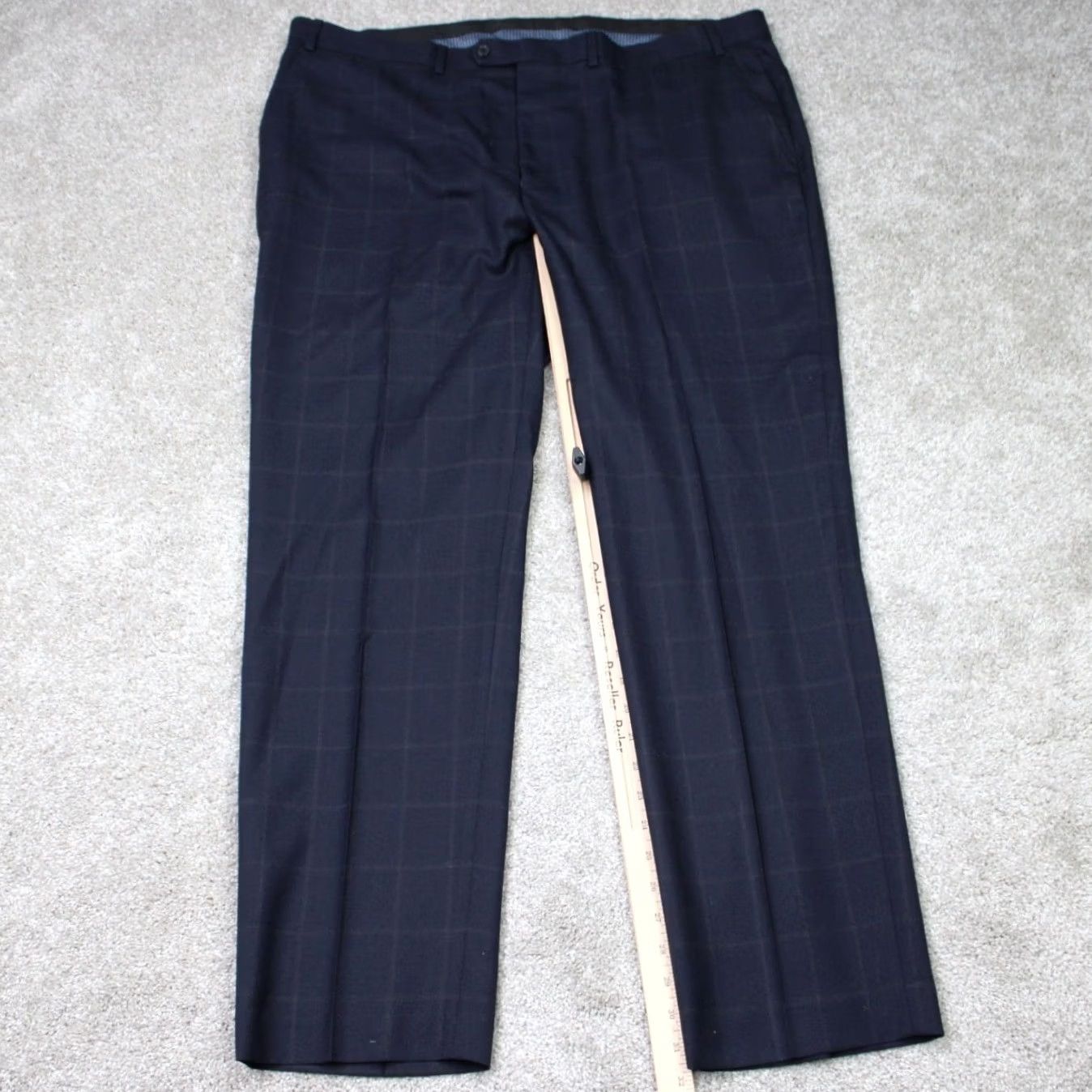 Ralph Lauren LAUREN Ralph Lauren Pants Mens 42x32 Blue Windowpane Wool Polyester Flat Front Dress Pants Regular Rise Straight 42 in Inseam 32 in Size US 42 / EU 58 - 3 Thumbnail